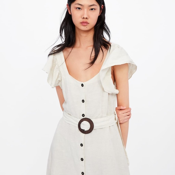 NWT Zara Contrasting Belted Mini Dress - Picture 4 of 6